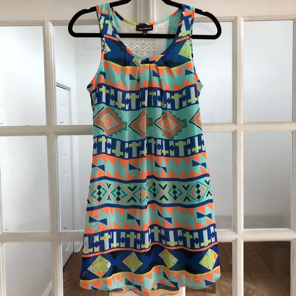 SEQUIN HEARTS Aztec Tribal Lace Dress Small
